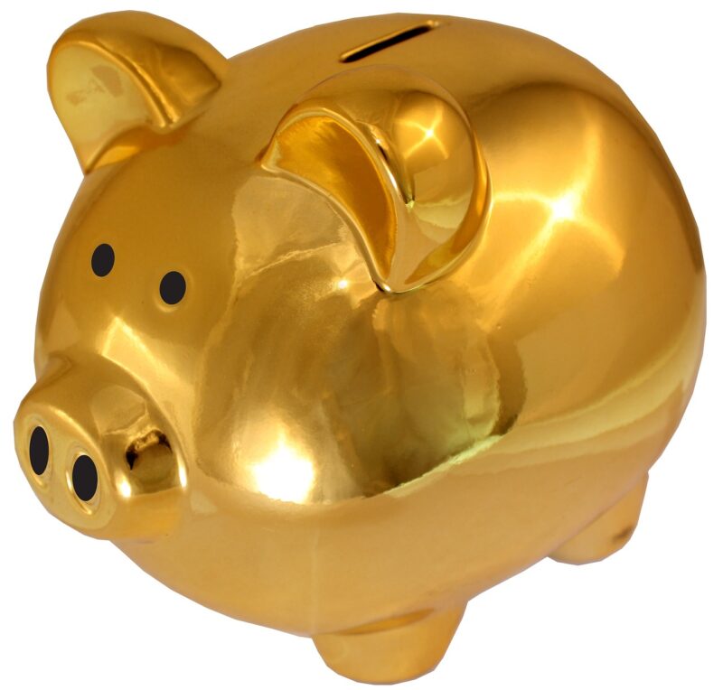 金色の豚の貯金箱